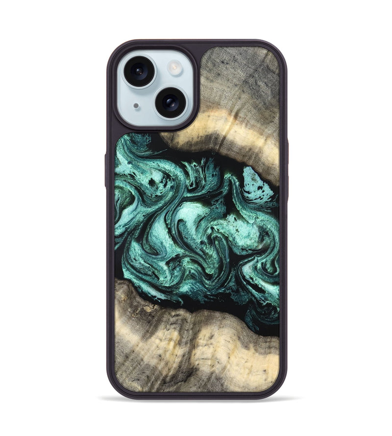 iPhone 15 Wood Phone Case - Jenifer (Green, 827351)