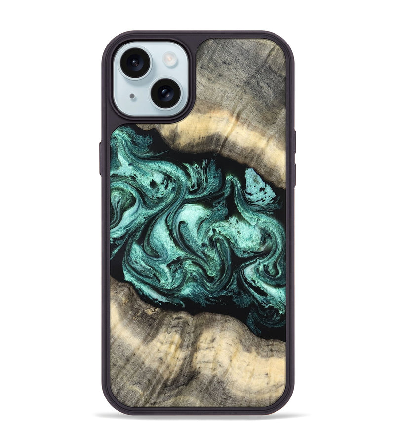 iPhone 15 Plus Wood Phone Case - Jenifer (Green, 827351)