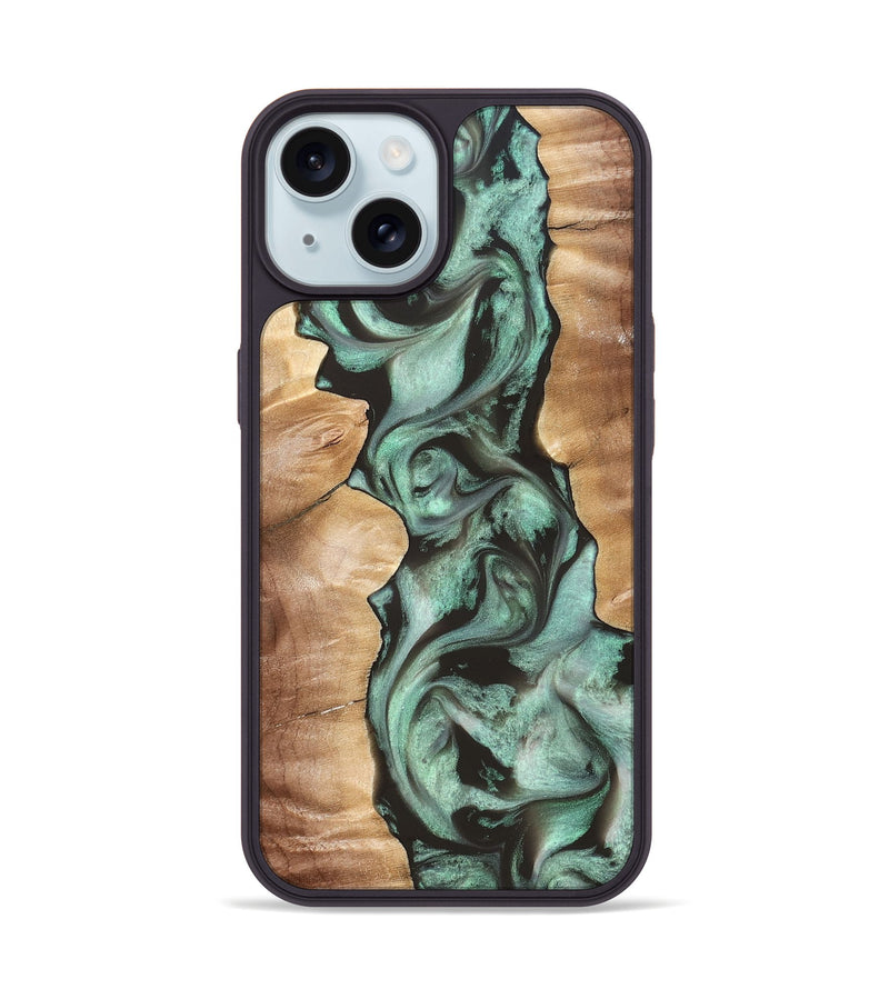 iPhone 15 Wood Phone Case - Vicky (Green, 827353)