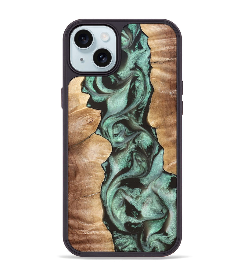 iPhone 15 Plus Wood Phone Case - Vicky (Green, 827353)
