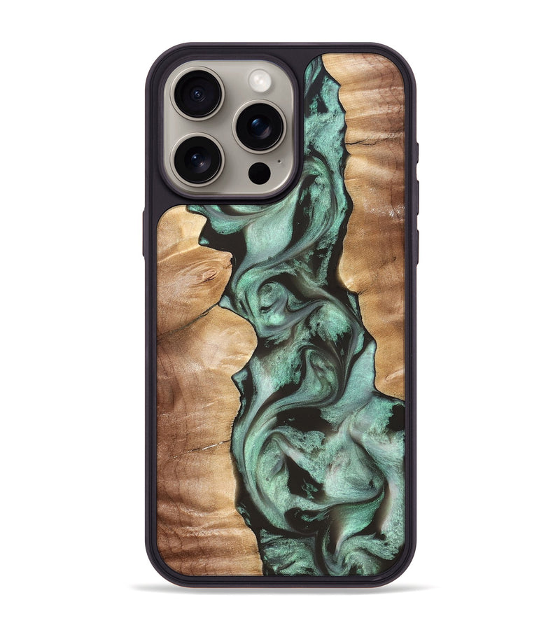 iPhone 15 Pro Max Wood Phone Case - Vicky (Green, 827353)