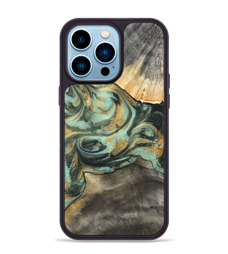 iPhone 14 Pro Max Wood Phone Case - Amare (Green, 827354)