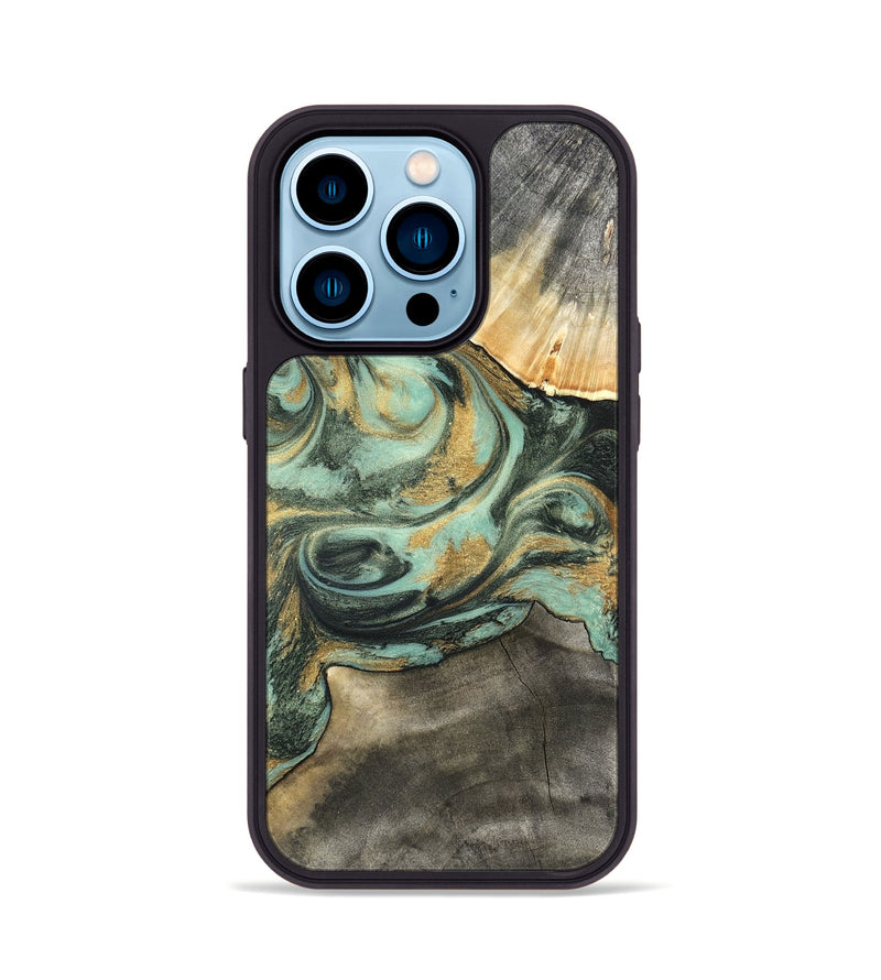 iPhone 14 Pro Wood Phone Case - Amare (Green, 827354)