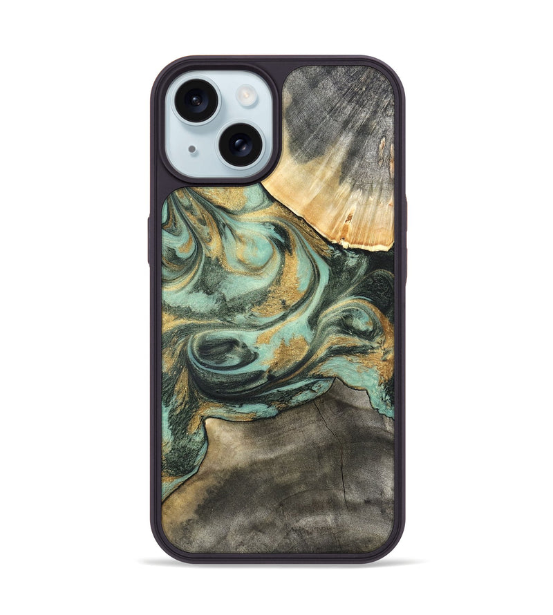 iPhone 15 Wood Phone Case - Amare (Green, 827354)