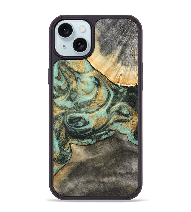 iPhone 15 Plus Wood Phone Case - Amare (Green, 827354)