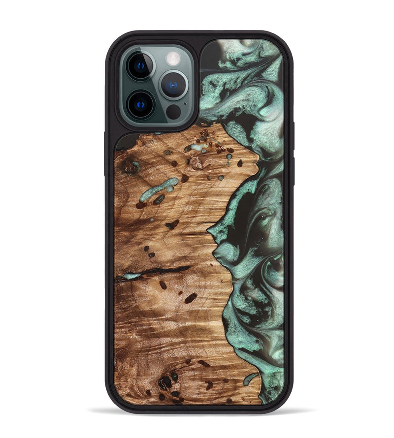 iPhone 12 Pro Max Wood Phone Case - Ben (Green, 827356)