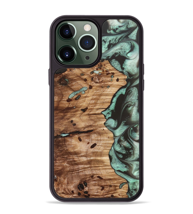 iPhone 13 Pro Max Wood Phone Case - Ben (Green, 827356)