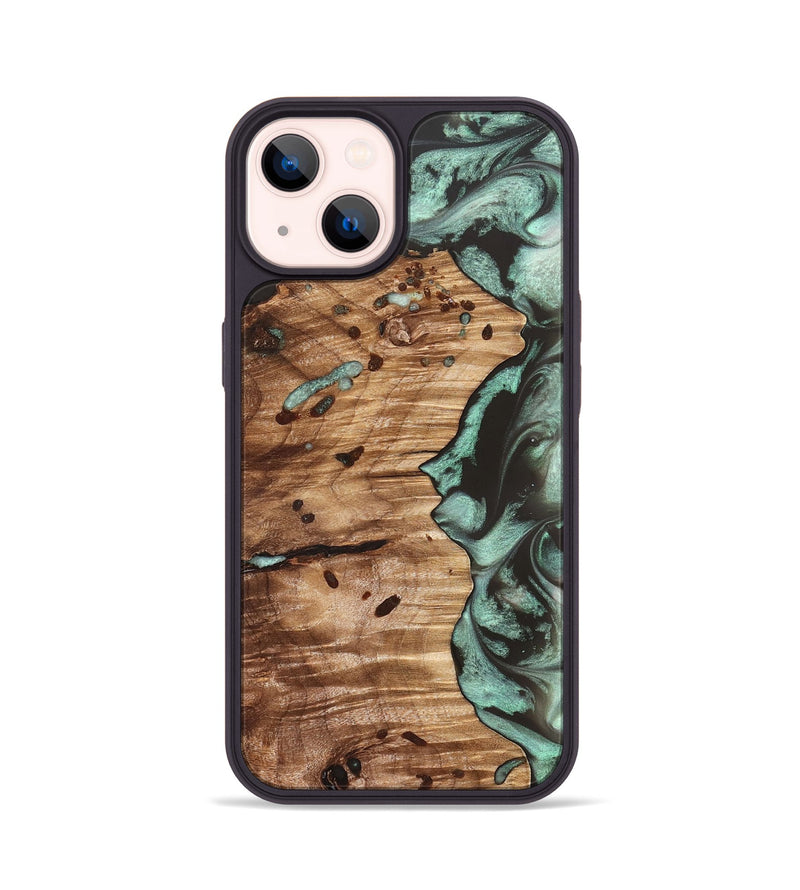 iPhone 14 Wood Phone Case - Ben (Green, 827356)