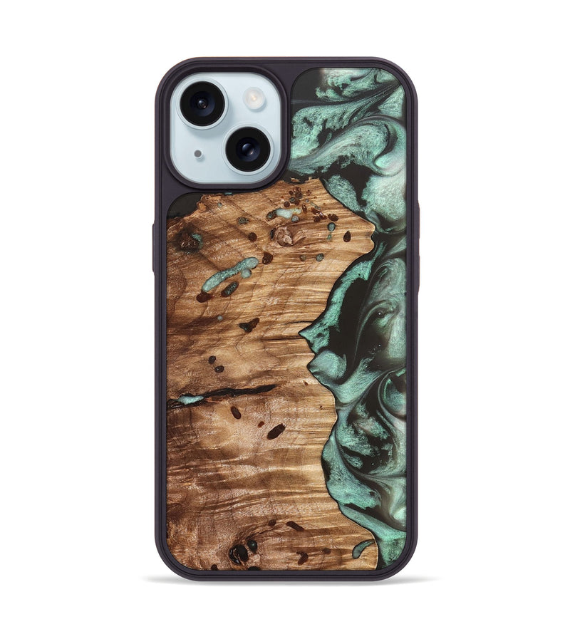 iPhone 15 Wood Phone Case - Ben (Green, 827356)