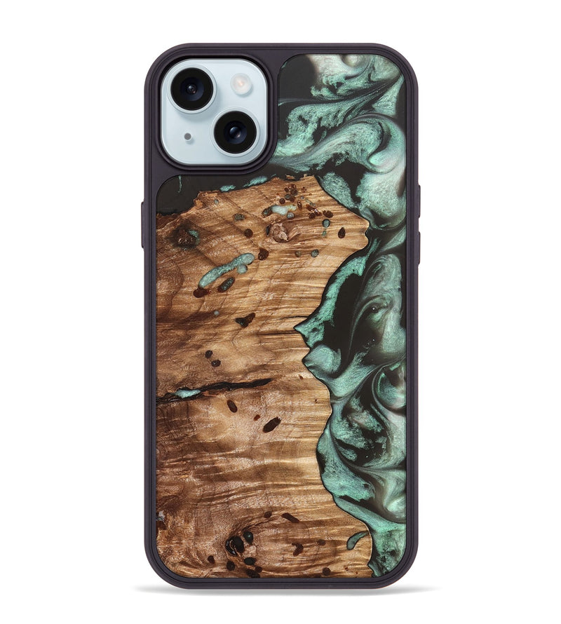 iPhone 15 Plus Wood Phone Case - Ben (Green, 827356)