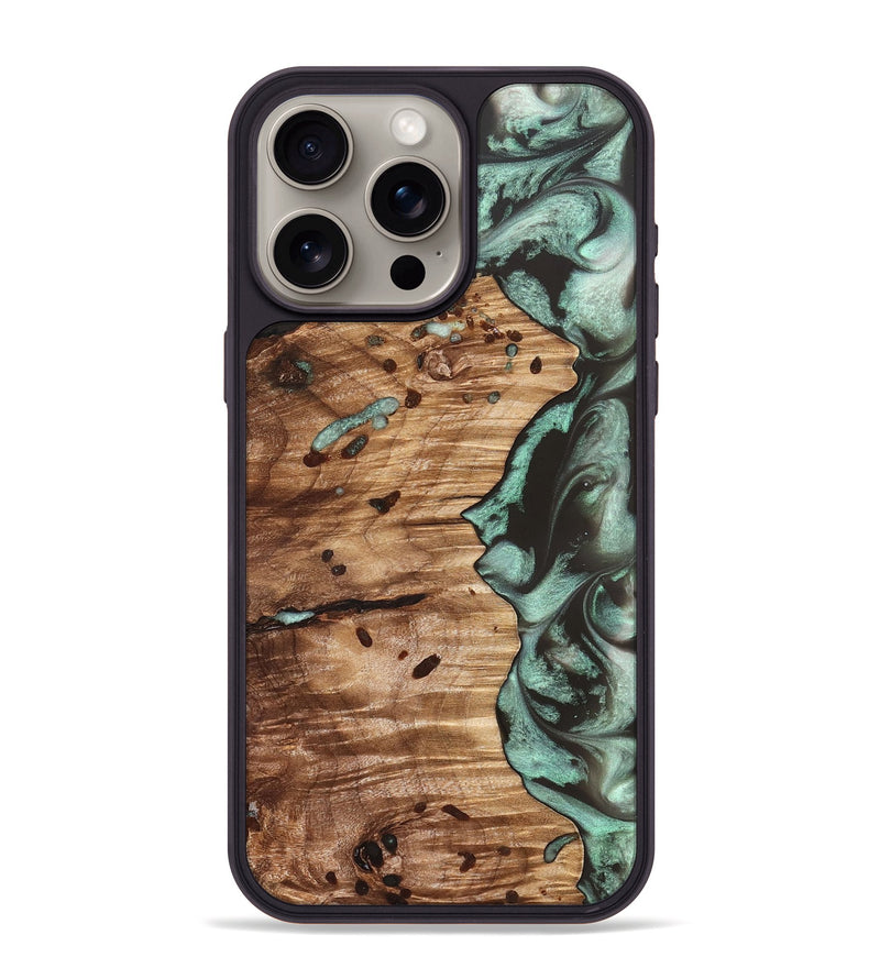 iPhone 15 Pro Max Wood Phone Case - Ben (Green, 827356)