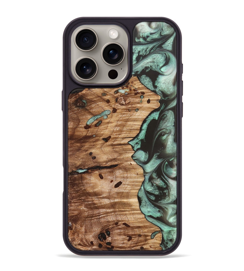 iPhone 16 Pro Max Wood Phone Case - Ben (Green, 827356)