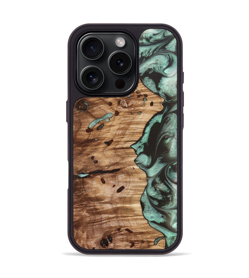 iPhone 16 Pro Wood Phone Case - Ben (Green, 827356)