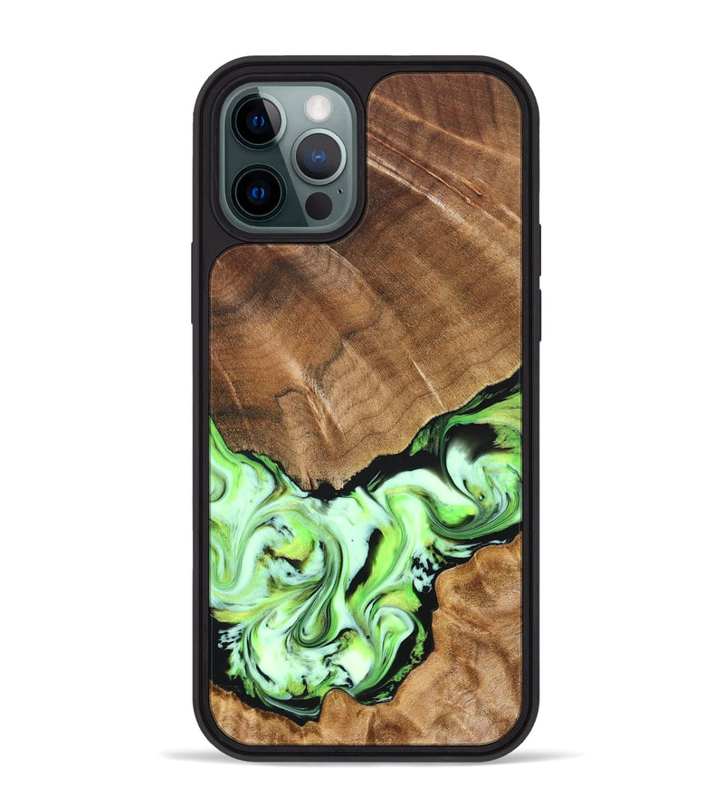 iPhone 12 Pro Max Wood Phone Case - Una (Green, 827358)