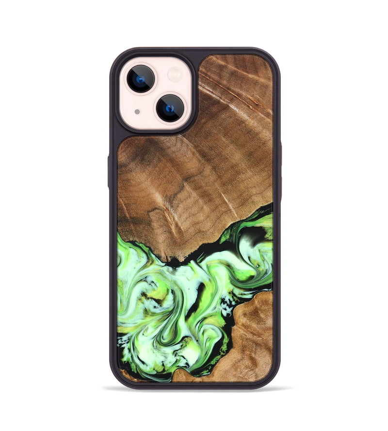iPhone 14 Wood Phone Case - Una (Green, 827358)