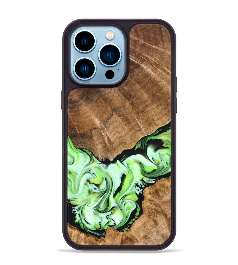 iPhone 14 Pro Max Wood Phone Case - Una (Green, 827358)