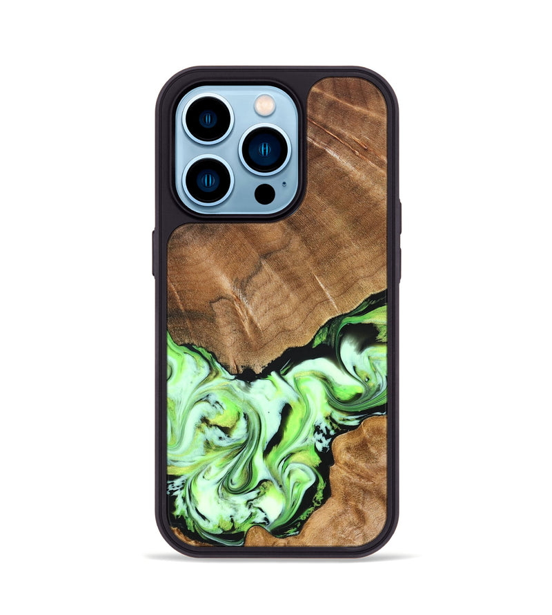 iPhone 14 Pro Wood Phone Case - Una (Green, 827358)