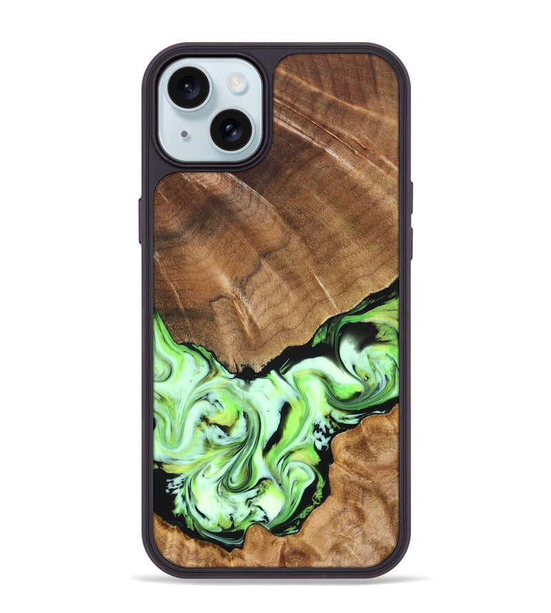 iPhone 15 Plus Wood Phone Case - Una (Green, 827358)