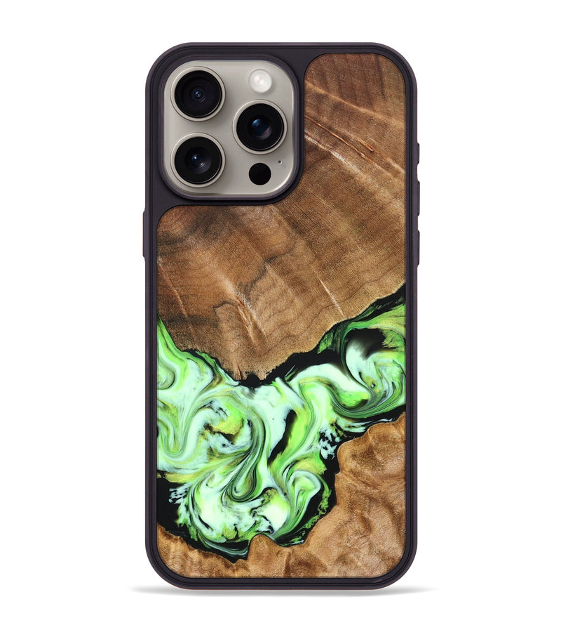 iPhone 15 Pro Max Wood Phone Case - Una (Green, 827358)