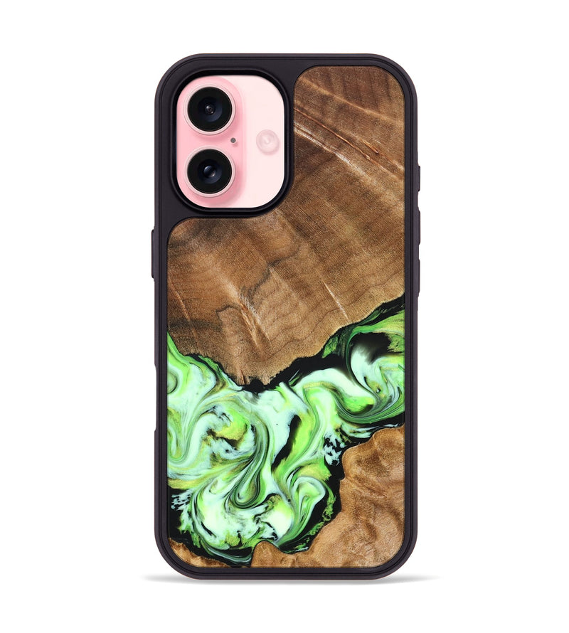 iPhone 16 Wood Phone Case - Una (Green, 827358)