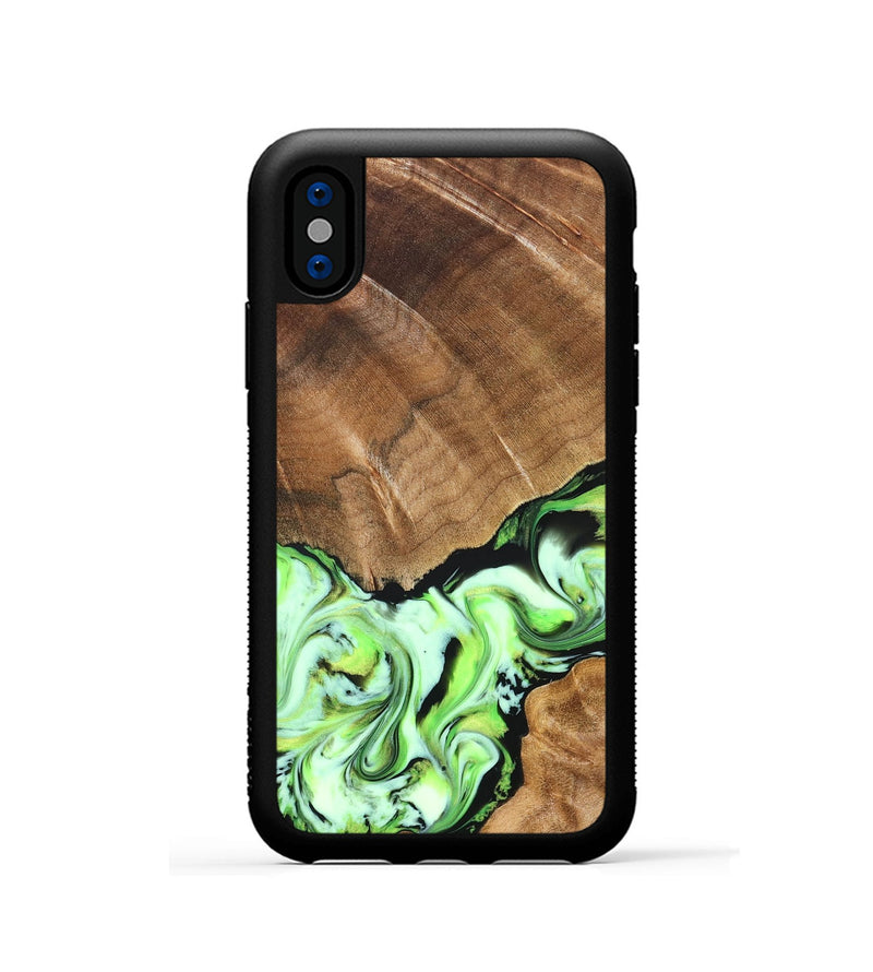 iPhone Xs Wood Phone Case - Una (Green, 827358)