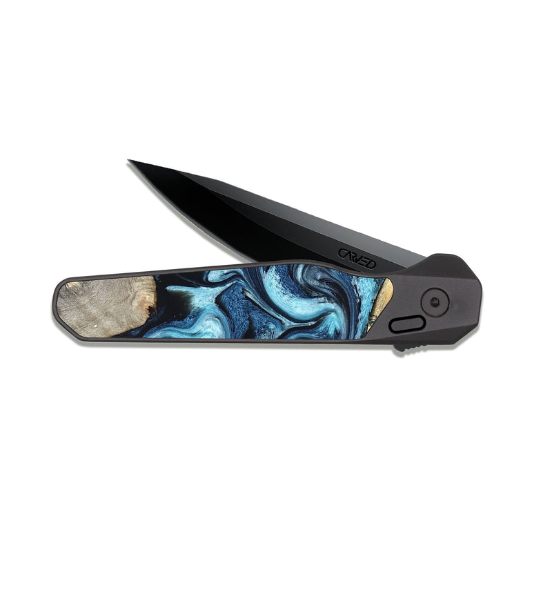 EDC Dark Slate Wood Pocket Knife - Laisha (Blue, 827360)