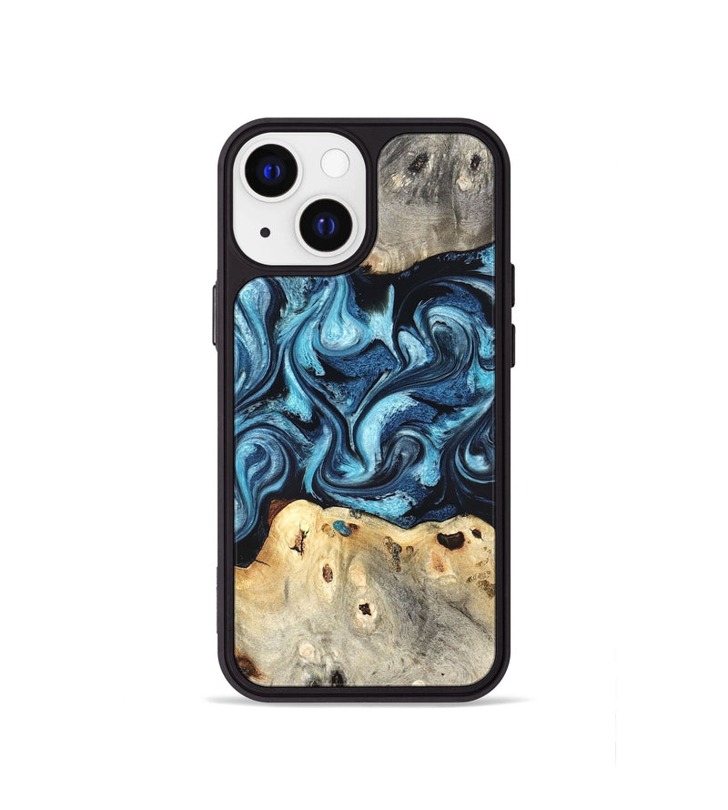 iPhone 13 mini Wood Phone Case - Laisha (Blue, 827360)