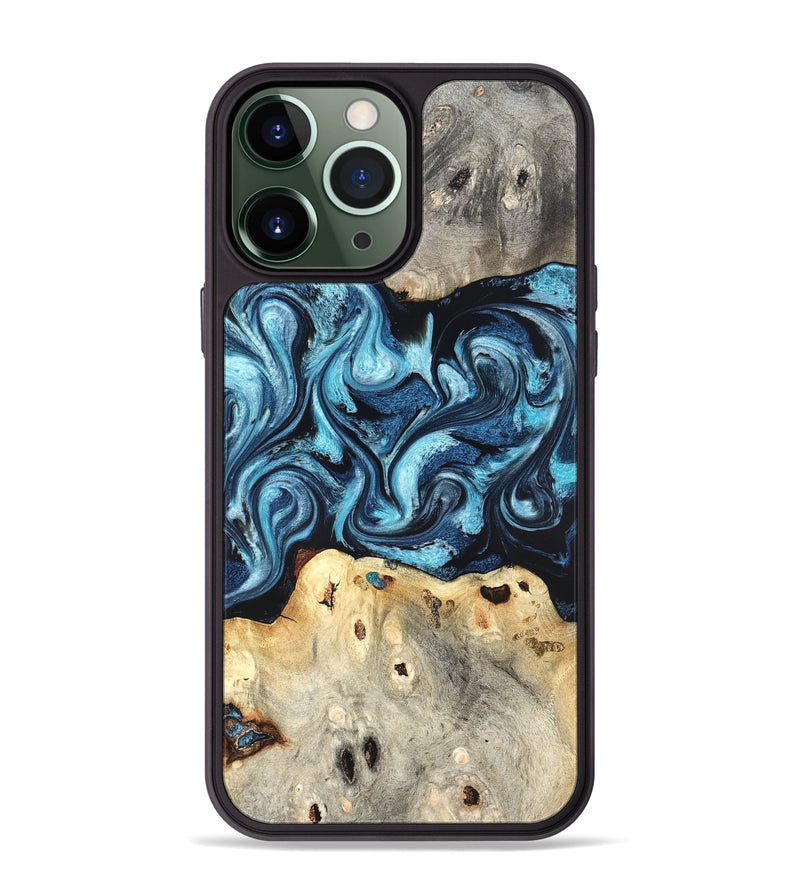iPhone 13 Pro Max Wood Phone Case - Laisha (Blue, 827360)