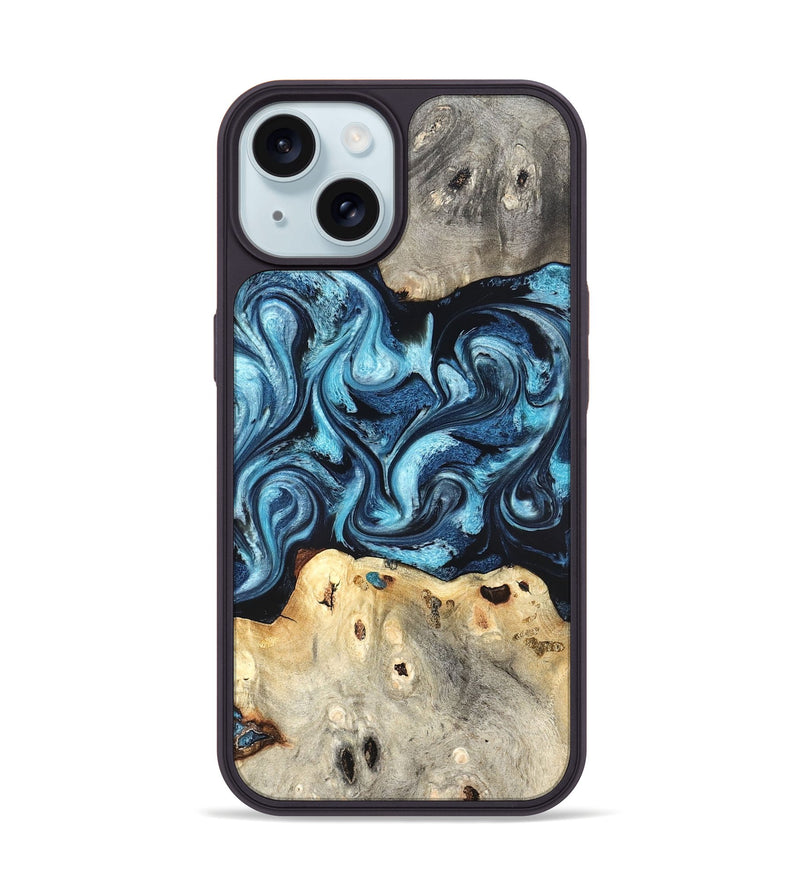 iPhone 15 Wood Phone Case - Laisha (Blue, 827360)