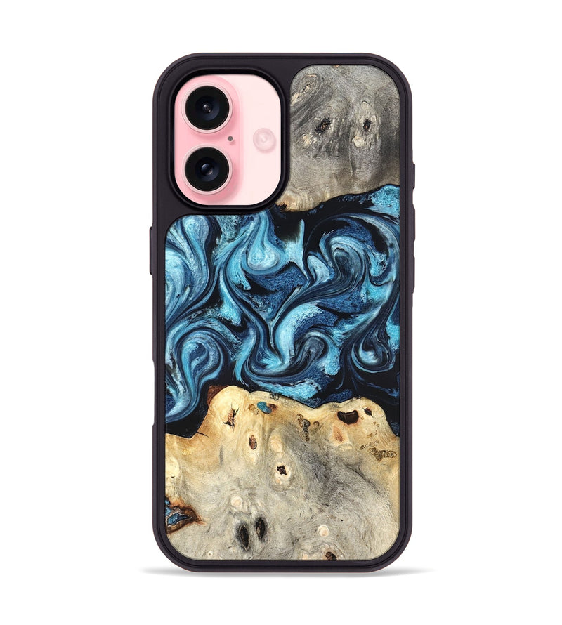 iPhone 16 Wood Phone Case - Laisha (Blue, 827360)