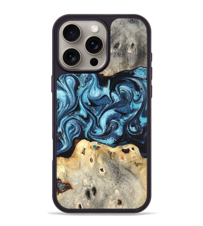 iPhone 16 Pro Max Wood Phone Case - Laisha (Blue, 827360)