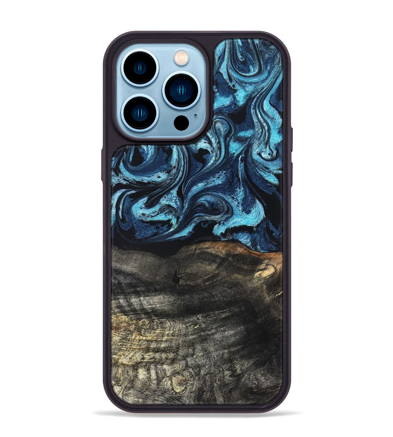 iPhone 14 Pro Max Wood Phone Case - Katelin (Blue, 827361)