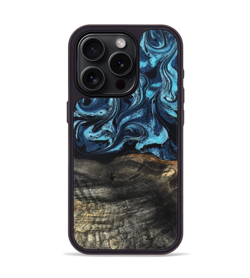 iPhone 15 Pro Wood Phone Case - Katelin (Blue, 827361)