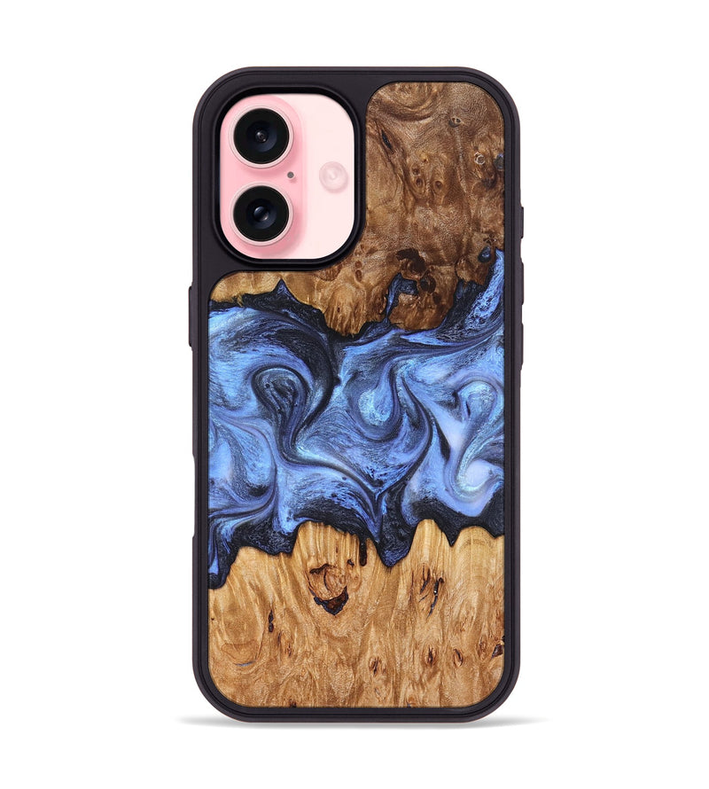 iPhone 16 Wood Phone Case - Marco (Blue, 827362)