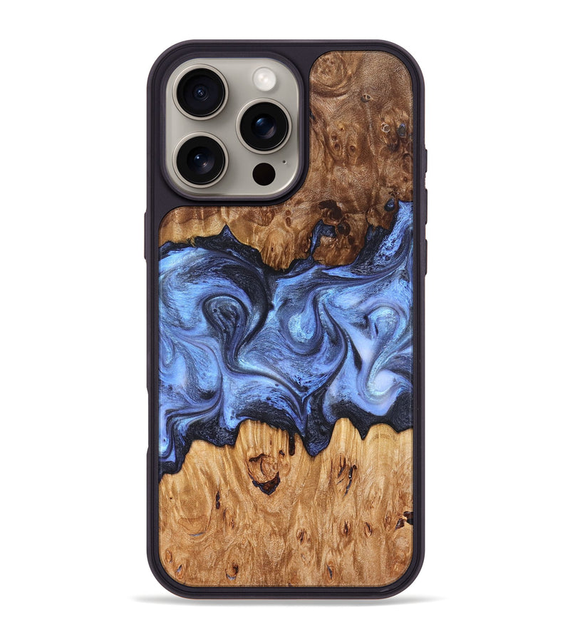 iPhone 16 Pro Max Wood Phone Case - Marco (Blue, 827362)