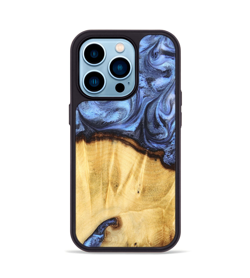 iPhone 14 Pro Wood Phone Case - Brenden (Blue, 827364)