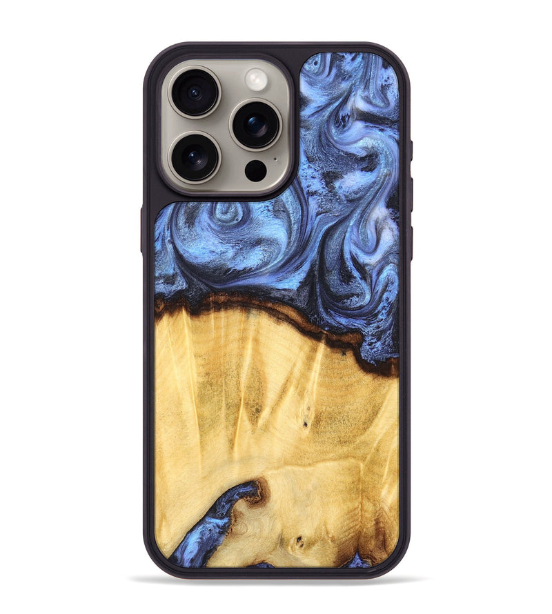 iPhone 15 Pro Max Wood Phone Case - Brenden (Blue, 827364)