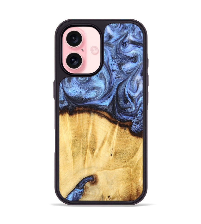 iPhone 16 Wood Phone Case - Brenden (Blue, 827364)