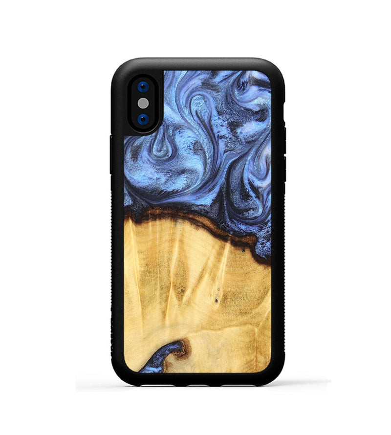 iPhone Xs Wood Phone Case - Brenden (Blue, 827364)