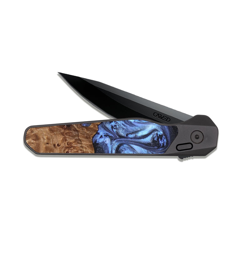 EDC Dark Slate Wood Pocket Knife - Tanesha (Blue, 827365)