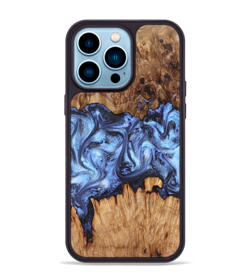 iPhone 14 Pro Max Wood Phone Case - Tanesha (Blue, 827365)