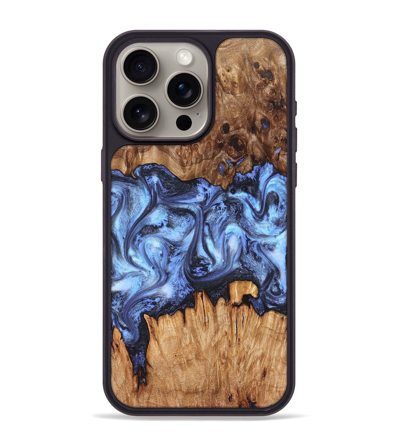 iPhone 15 Pro Max Wood Phone Case - Tanesha (Blue, 827365)