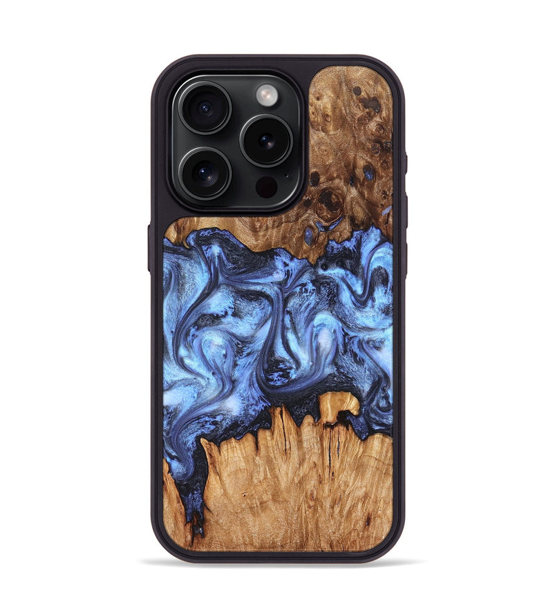 iPhone 15 Pro Wood Phone Case - Tanesha (Blue, 827365)