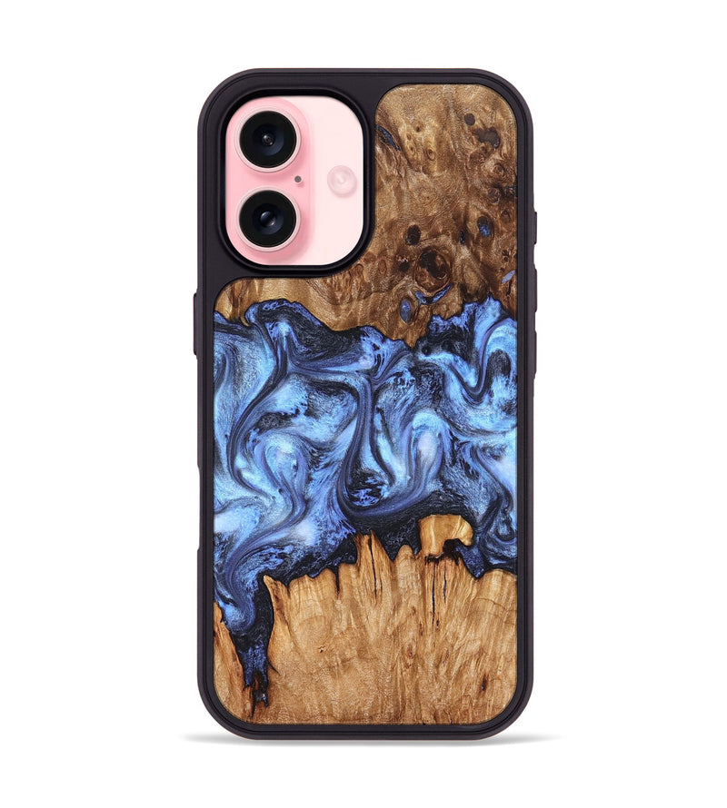 iPhone 16 Wood Phone Case - Tanesha (Blue, 827365)
