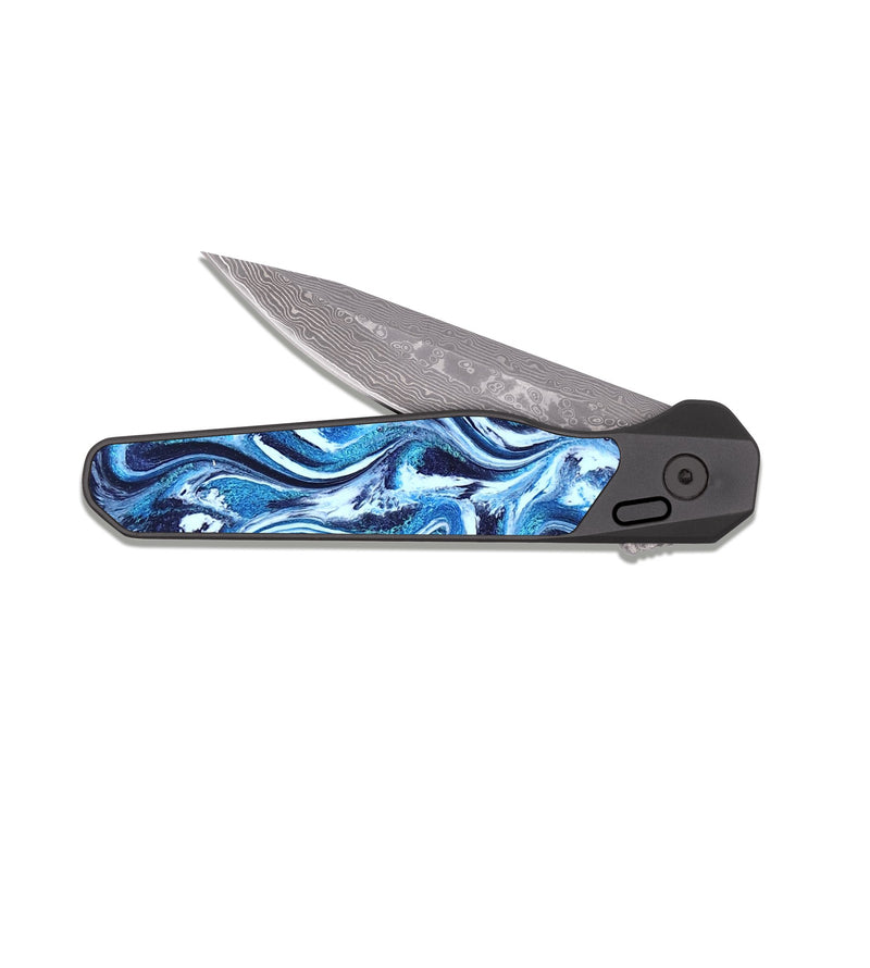 EDC Dark Damascus Wood Pocket Knife - Graham (Blue, 827397)