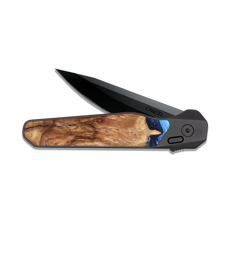 EDC Dark Slate Wood Pocket Knife - Jamaal (Blue, 827398)