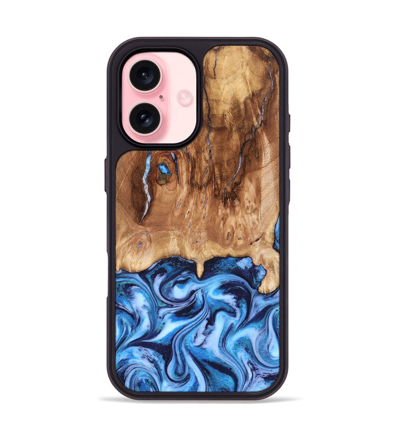 iPhone 16 Wood Phone Case - Jamaal (Blue, 827398)