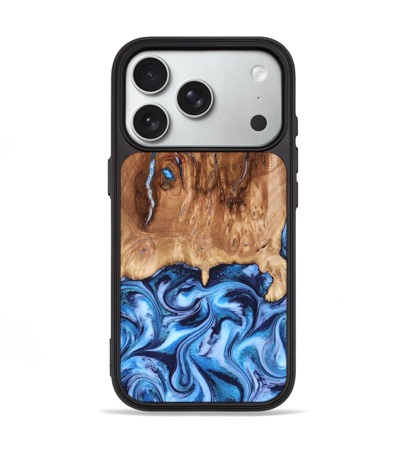 iPhone 18 Pro Wood Phone Case - Jamaal (Blue, 827398)