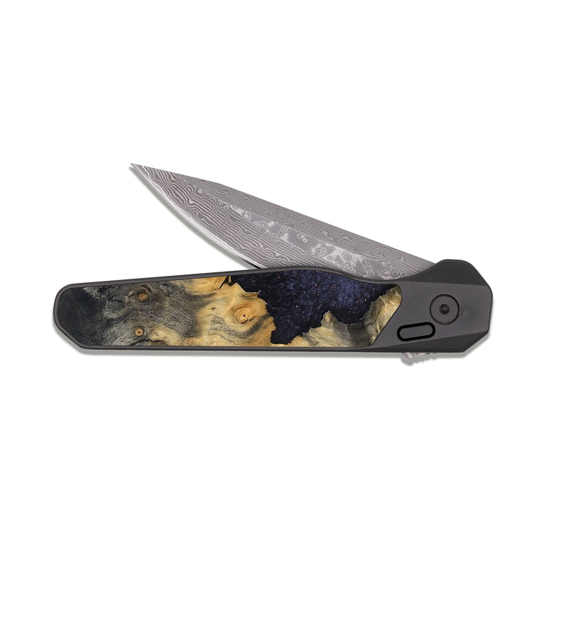 EDC Dark Damascus Wood Pocket Knife - Kierra (Wood Burl, 827405)