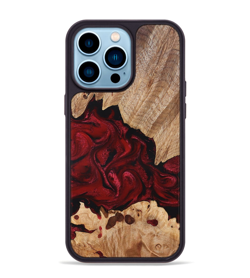 iPhone 14 Pro Max Wood Phone Case - Kathryn (Red, 827413)